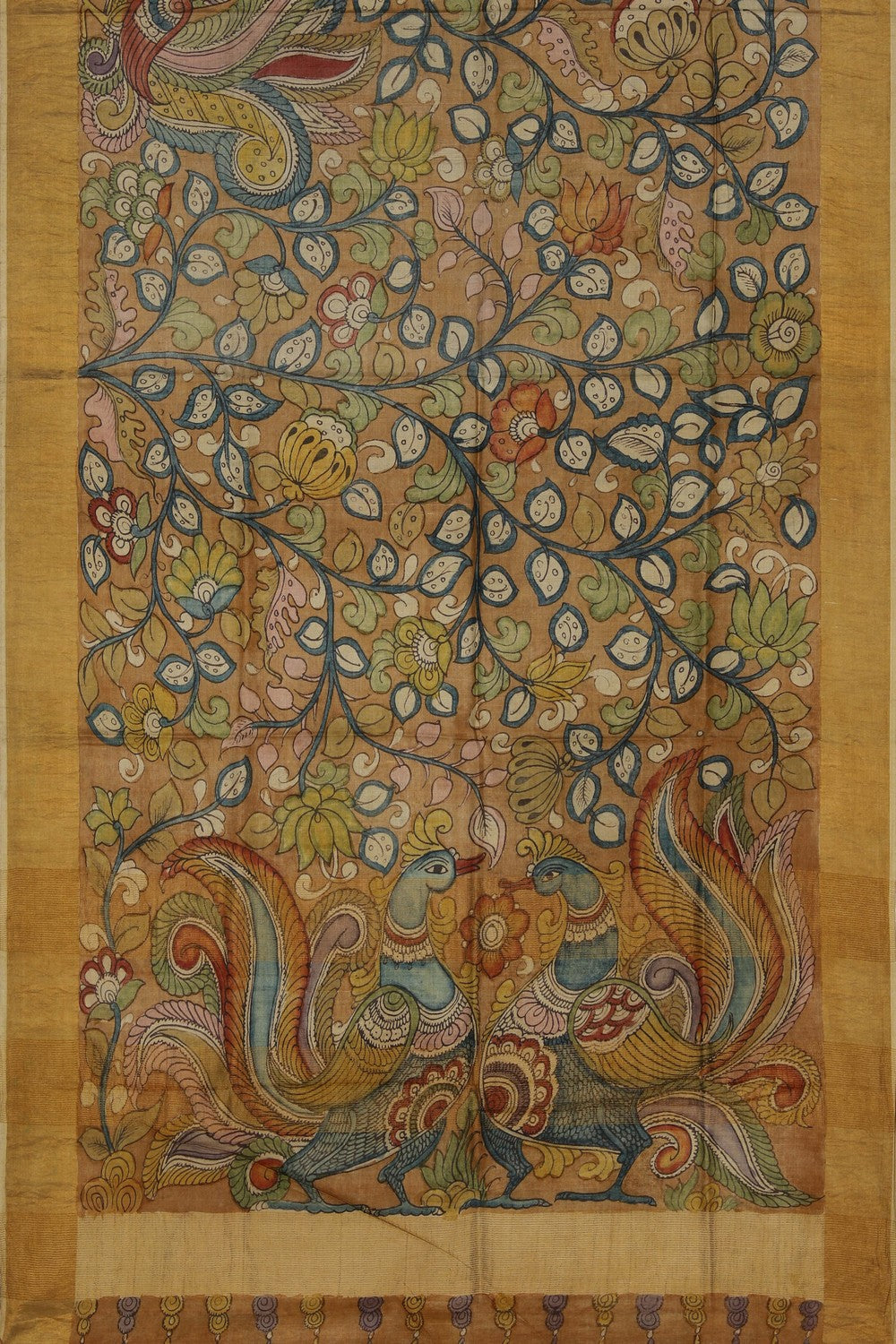 Image of Kalamkari Hand-Painted Saree
